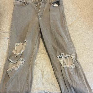 boyfriend ripped gray jeans